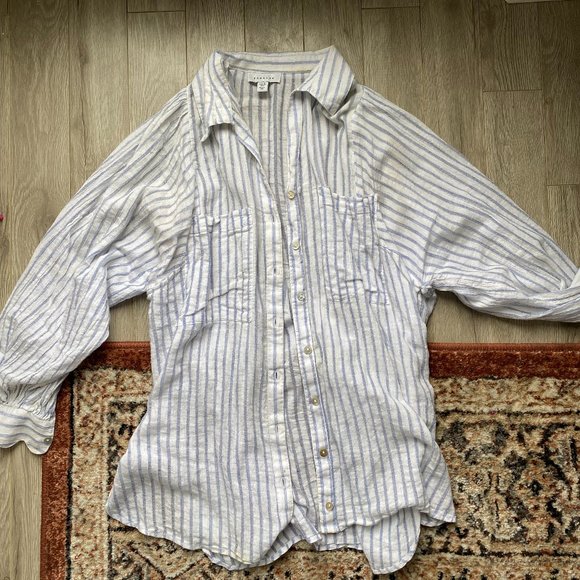 Flowy Blue and White Topshop Blouse - Picture 1 of 4